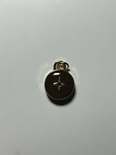 LOUIS VUITTON LV ZIPPER PULL CHARM Brown Gold Double Sided 15mm