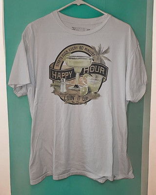 Newport Blue Men's White Graphic Print Crew Neck Short Sleeve Cotton T-Shirt XL