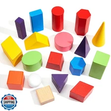 Deekin 18 Pcs Large 3D Shapes for Teaching Math Manipulatives Geometric Solid