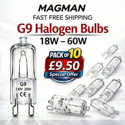 G9 Halogen Glühbirnen 10er Pack klar Kapsel dimmbar 18W 28W 33W 40W 60W 230V