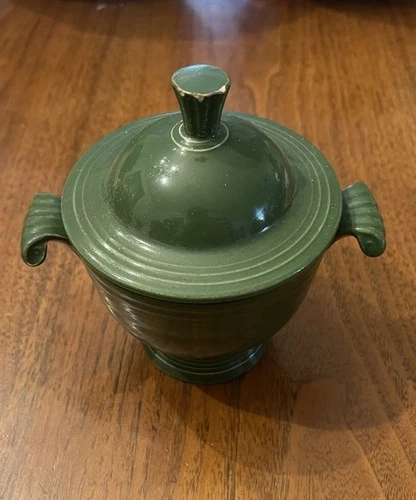 Fiesta Sugar Bowl with Lid Forest Green Homer Laughlin Mid Century Ceramics