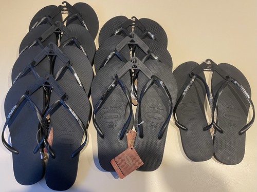 NWT Havaianas Thongs 4 Slim Metal Logo + 4 Crystal 41/42 (11/12) 8 pairs bulk