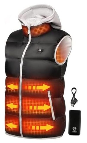 Women’s Lightweight Heated Vest with Battery Pack Large Black