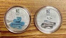 SET OF (2) 2025 AUSTRALIA LUNAR YEAR OF THE SNAKE 1/2 OZ SILVER COINS - 2 COINS