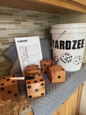Yardzee Giant Wooden Yard Dice Outdoor Lawn Game Set w/ Bucket Scoreboard