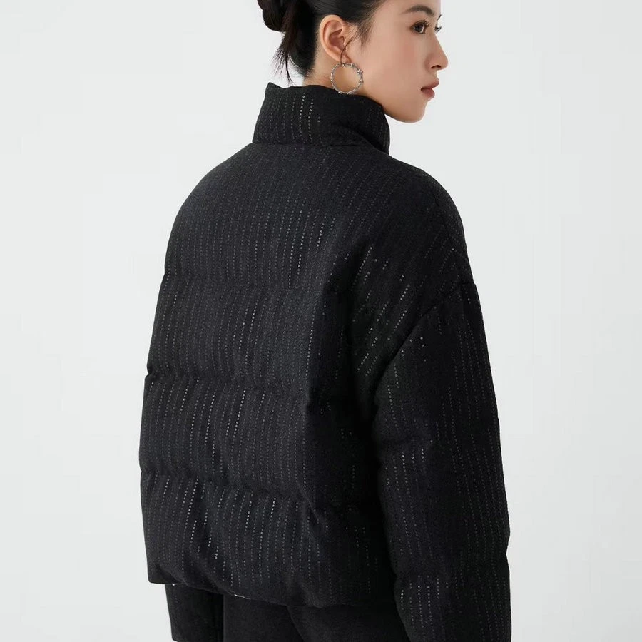 Chaqueta cálida Brunello Cucinelli para mujer plumón de lana mezclada lentejuelas plumón de ganso Foto 2 de 4