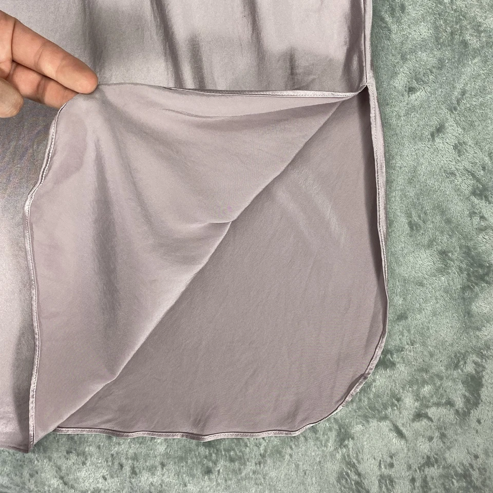 Vestido Banana Republic para mujer talla L púrpura Bliss seda sin cordones aberturas laterales corte sesgado Foto 2 de 4