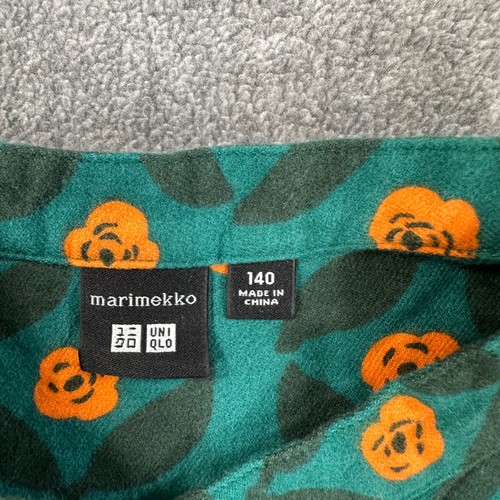 Marimekko Uniqlo Mädchen Blumen Flanell Kleid Gr. 140/ 9-10 grün/orange geblümt - Bild 2 von 9