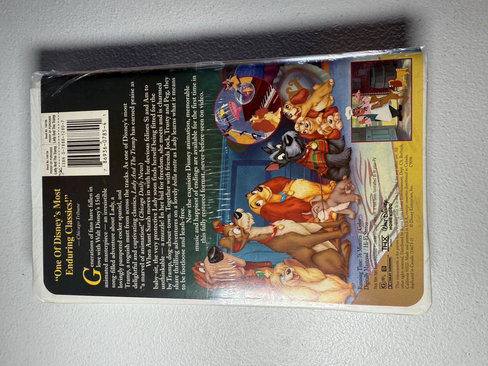 NEW Lady and the Tramp Disney VHS Disney Masterpiece Factory Sealed Clamshell - Image 2 of 4