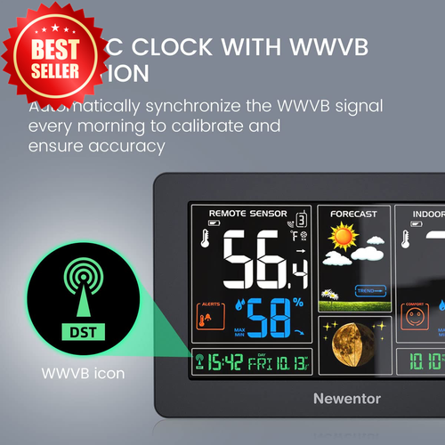 Wireless Weather Station Indoor Outdoor Thermometer Atomic Clock Color Display - Picture 4 of 8