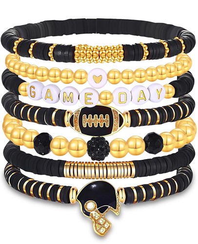 Armbänder für Frauen Fußball Zubehör schwarz Armbänder Set Geschenke für Teen Mädchen - Bild 1 von 6