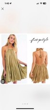 Free people Boho Minidress Olive Green Linen Small