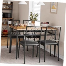  Dining Table Set for 4, 5 Piece Dining Table Set with 4 Upholstered Chairs, 