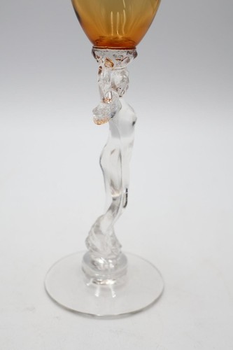 Rare Vintage 6" Cambridge Clear Glass Nude Woman Stem Cordial Glass AMBER - Bild 3 von 7