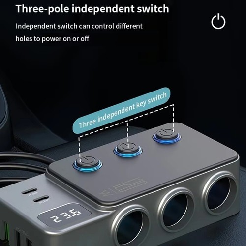 Multi Function Car Charger Adapter with Three Outputs for Family Trips - Zdjęcie 12 z 12