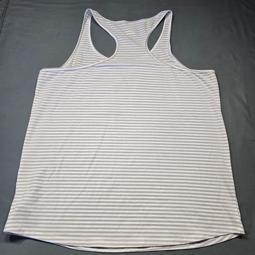 Calvin Klein Sleep Pajama Tank Top White Gray Stripe Racerback Women Size L Logo - Picture 2 of 8