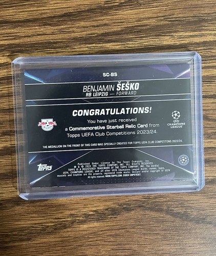 2023-24 Topps UCC Benjamin Sesko Starball Commemorative Relic⚽️RB Leipzig⚽️ - Picture 2 of 2