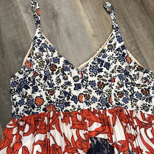 Anthropologie Maeve Isa Dress Women 16 Pleated Floral Midi Tank Mixed Print Lace - Picture 14 of 18