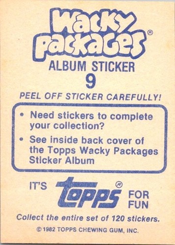 Pegatinas álbum Topps Wacky Packages 1982 #9 Oscar Moron Bacon - envío gratuito - Imagen 2 de 2