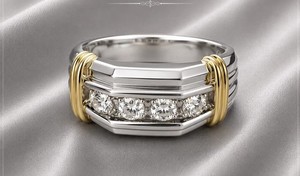 Authentic Men's 1.05Carat Real Round Moissanite Band Ring 14K White Gold Plated 925 silver