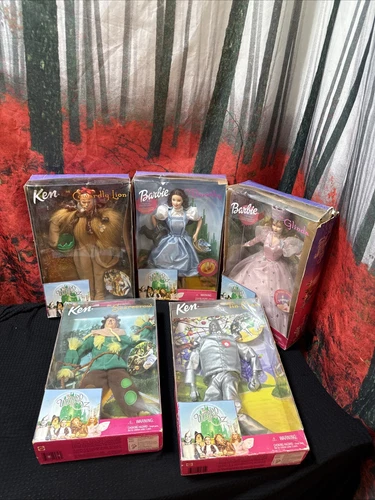 Barbie Wizard Of Oz 1999 5 DOLL SET NRFB Complete Dorthy, Glinda, Etc Box Damage