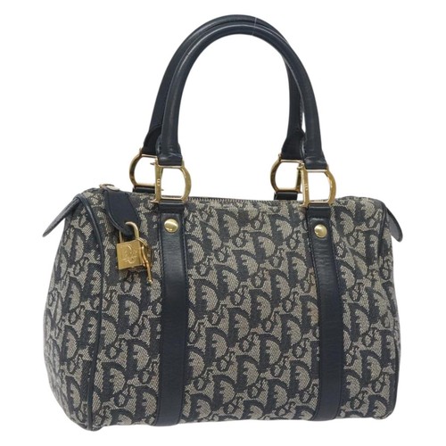 Borsa Christian Dior Trotter tela mini Boston oro navy originale ep9474