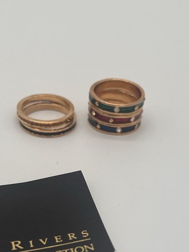 Joan Rivers Ring Lot Enamel Stackable Crystal - Picture 5 of 9