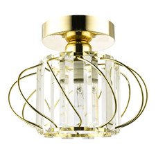 Modern Polished Gold Ceiling Light Fitting with Clear Crystal Glass by Happy ...