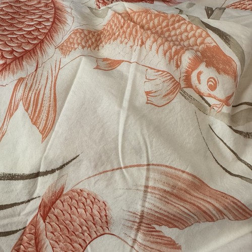 Copripiumino Pottery Barn Koi Fish Queen colore salmone +2 federe asiatiche 3 pezzi RARO - Foto 5 di 8