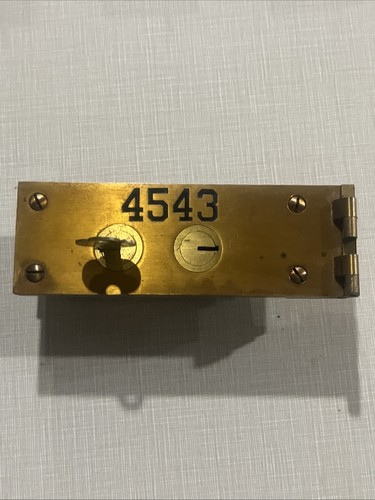 🇺🇸EIN VINTAGE MESSING MOSLER SAFE SCHLOSS MIT SCHLÜSSEL & SCHARNIER, 6”X 2”X 1-1/2” - Bild 12 von 24