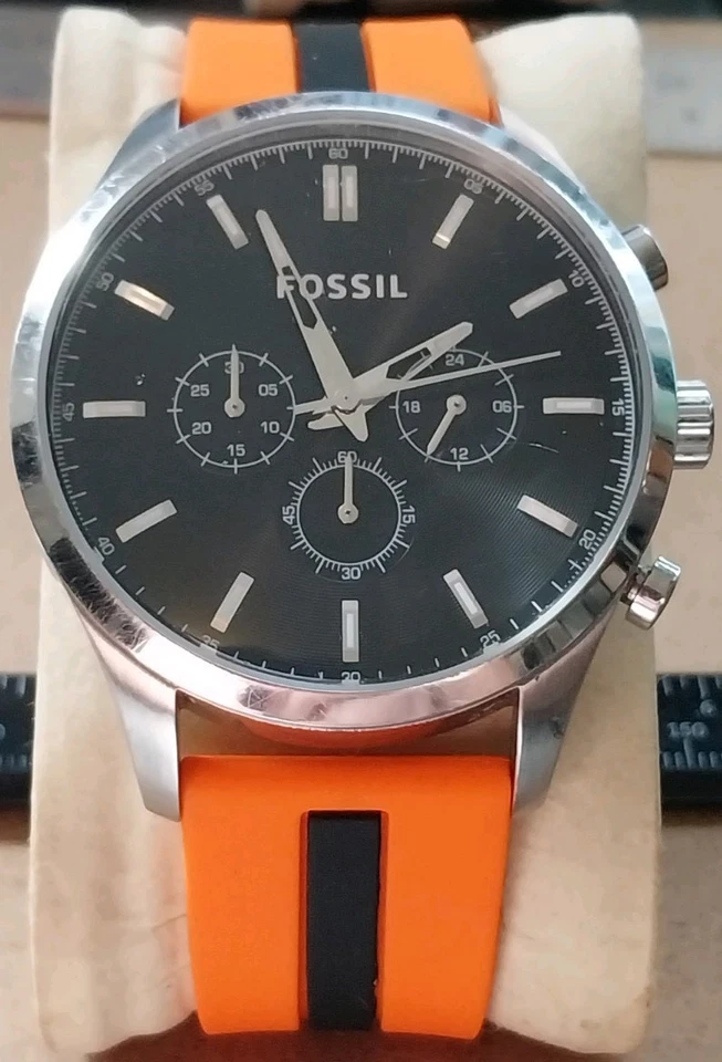 Reloj Fossil Acero Inoxidable Cronógrafo Cuarzo FS-4636 Nueva Banda Batería Nueva Foto 2 de 4