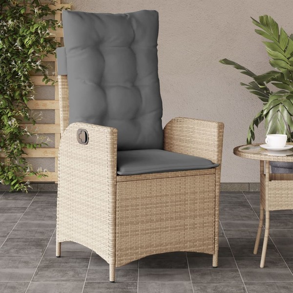 Gartensessel Mit Kissen Verstellbar Beigemischung Poly Rattan-image