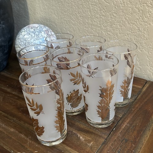 Vintage Libbey Golden Foliage Gläser - 7er Set Mid Century Barware - Bild 2 von 16