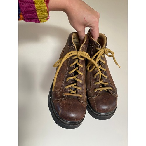 Vintage 90s y2k American Eagle brown leather chunky platform oxford boots size 8 - Picture 2 of 8