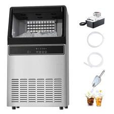 110lbs/24HCommercial Ice Maker Freestanding Built-in Ice Machine W/Water Pump