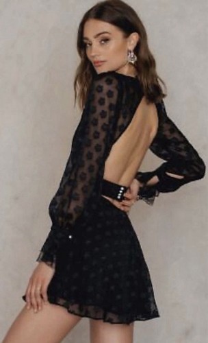 Vestido For Love & Lemons Talla Mediana Negro Moderno Love Manga Larga Mini - Imagen 4 de 13
