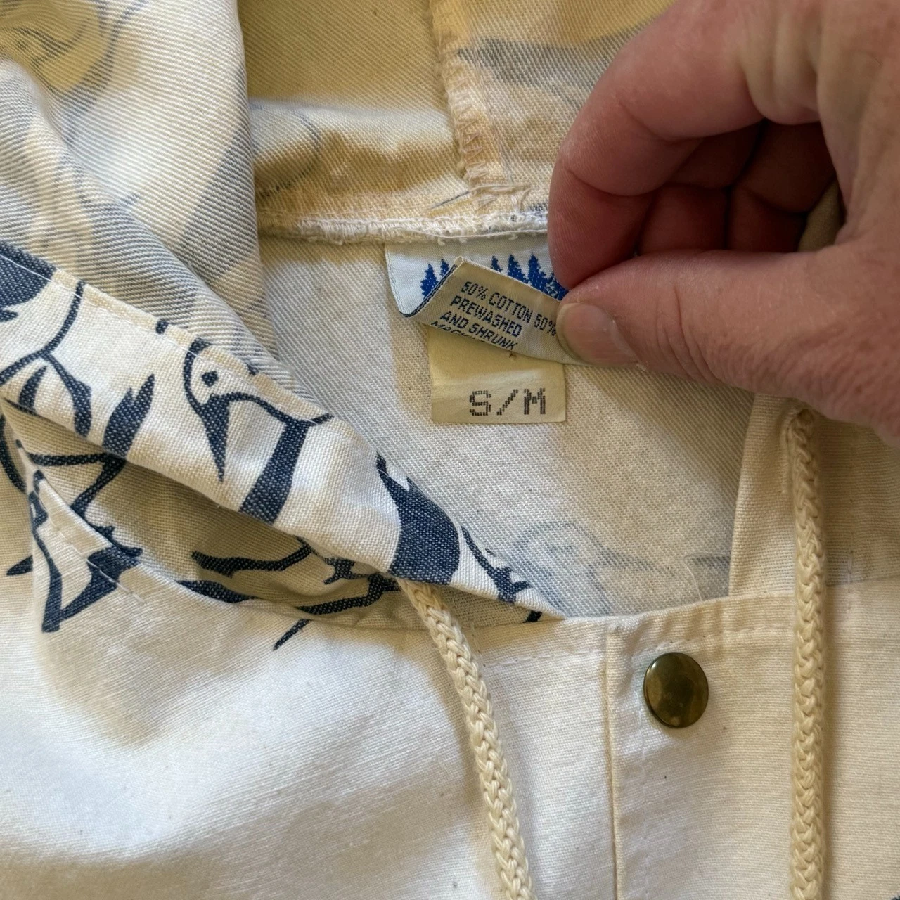 Michigan Rag Co Shorebird Print Hooded Jacket Size S/M Rare Print! image 4