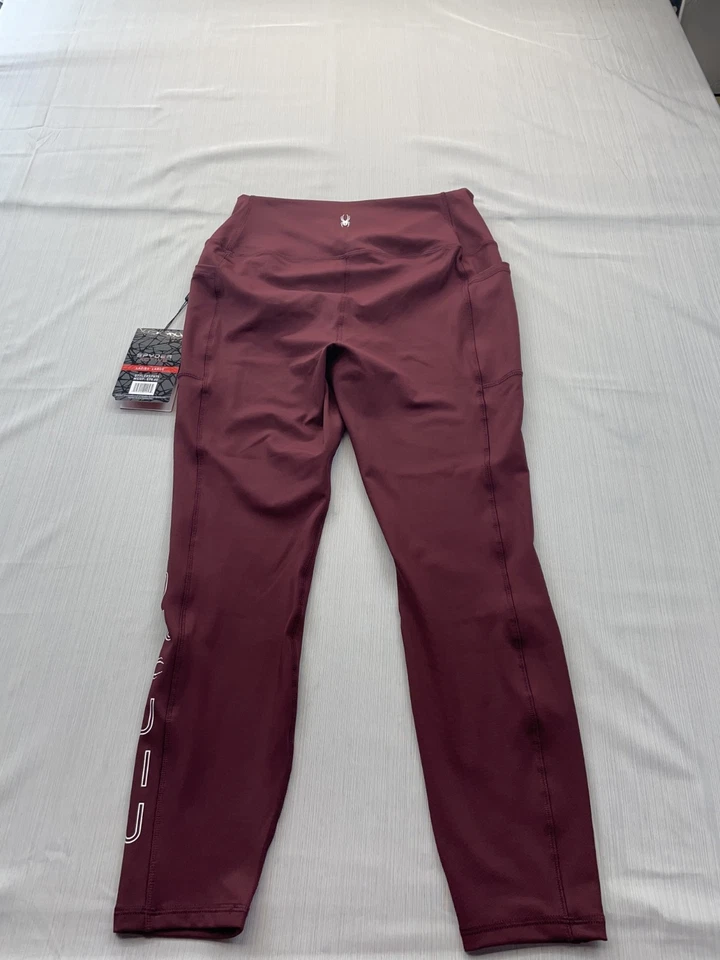 Nuevas Leggings Spyder Performance Para Mujer Talla Grande Borgoña Rojo Tobillo Foto 3 de 4