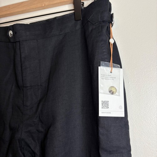 Quince Herren schwarz Leinenhose verstellbarer Bund seitliche Schnallen 34X30 - Bild 5 von 11