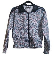 Adidas Trefoil Floral Printed Track Jacket Full Zip Trefoil Size Small Collared