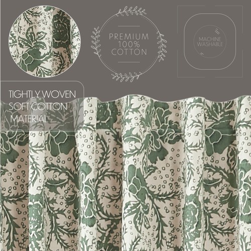 Panel Dorset Green Floral Farmhouse 96x50 Cotton Lined Window Curtain VHC Brands - Foto 7 di 8