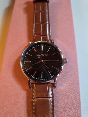 collectors! NEW Longvadon Classic Maron Silver Blk Dial Brn Leather Quartz Watch