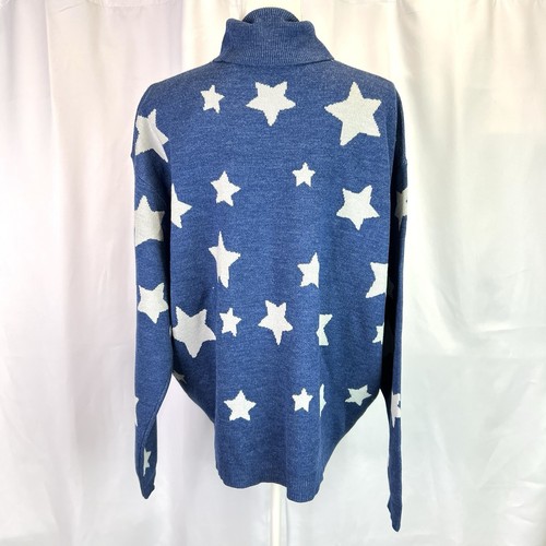 Coraline Laika Blue & White Star Turtleneck Sweater Sz XL NWT - Picture 3 of 13