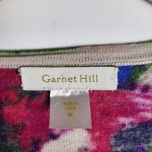 GARNET HILL Pullover Damen M Merinowolle Strickjacke lila dunkel Blumen Knopf - Bild 3 von 6