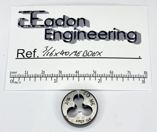 3/16" x 40tpi ME (Model Engineer) Button Die, HSS. By top brands. - Picture 1 of 28