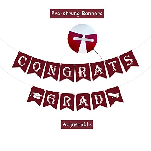 Striscione Laurea Marrone Banner Congratulazioni Grad con Tappo Laurea Insegna - Foto 3 di 8