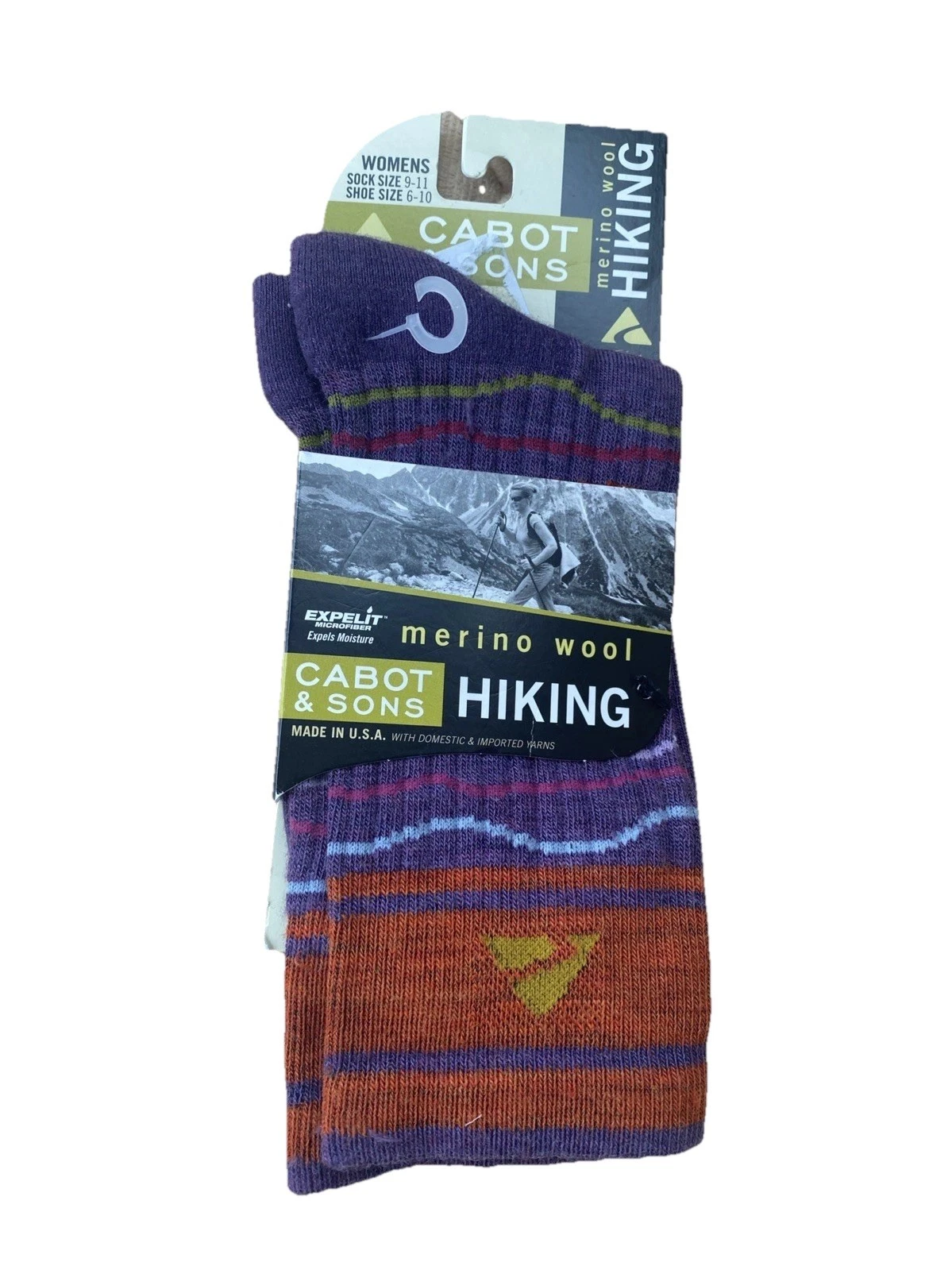 Cabot & Sons Hiking Socks 1pr Merino Wool Blend Fits Shoes Size 6-10 Women’s New