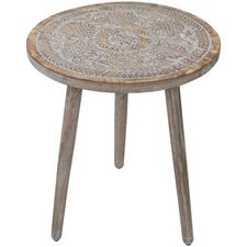 Northlight 22" Round Gray and Brown Tri Leg Side Table