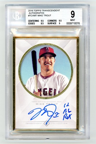 Mike Trout 2016 Topps Transcendent Auto /52 BGS 9/10 MINT 2012 AL ROY Angels - Picture 1 of 2