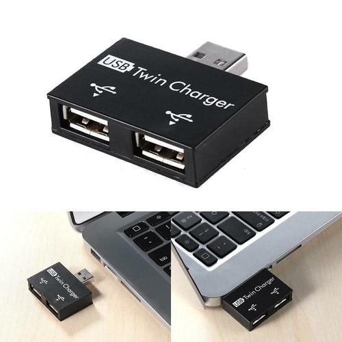 USB Male to Twin Charger Dual 2 Port USB Charging Splitter Hub Adapter Converter - Picture 6 of 8